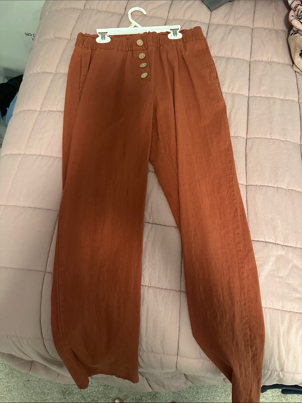 Men's Rust Casual Button-Front Pants